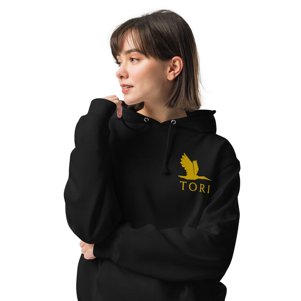 Unisex french terry pullover hoodie - Tori heron logo- exclusive to Asia