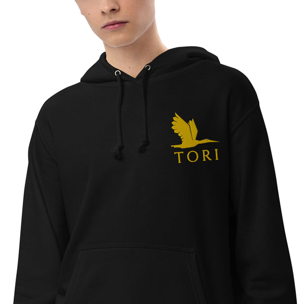 Unisex french terry pullover hoodie - Tori heron logo- exclusive to Asia