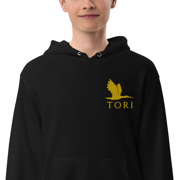 Unisex french terry pullover hoodie - Tori heron logo- exclusive to Asia