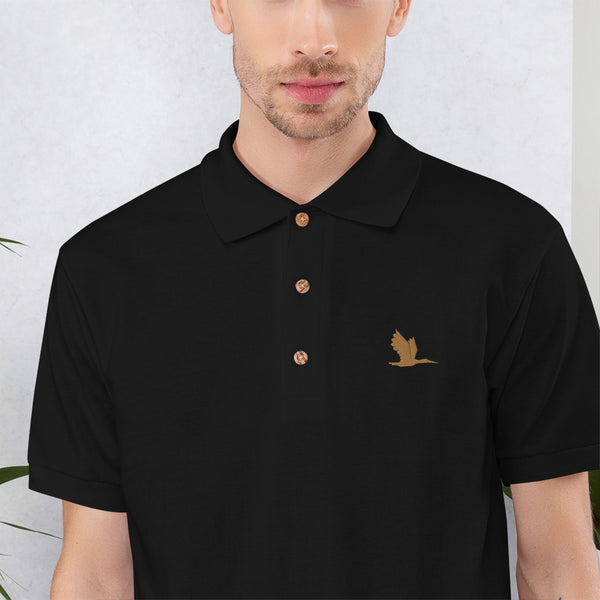 Embroidered Polo Shirt - "Tori Brands heron logo"