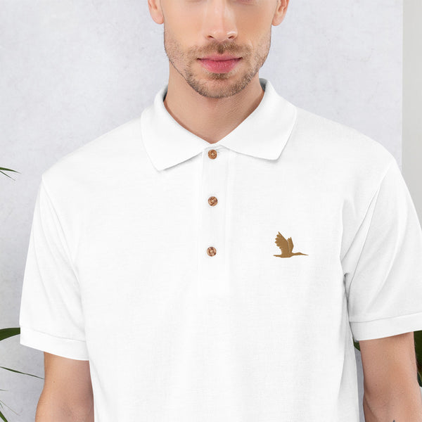 Embroidered Polo Shirt - "Tori Brands heron logo"