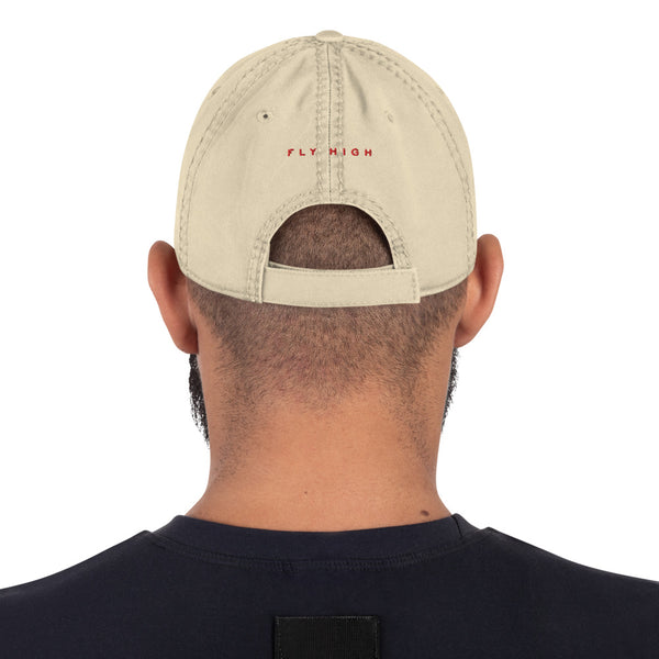 Distressed Dad Hat - Tori Red Heron logo