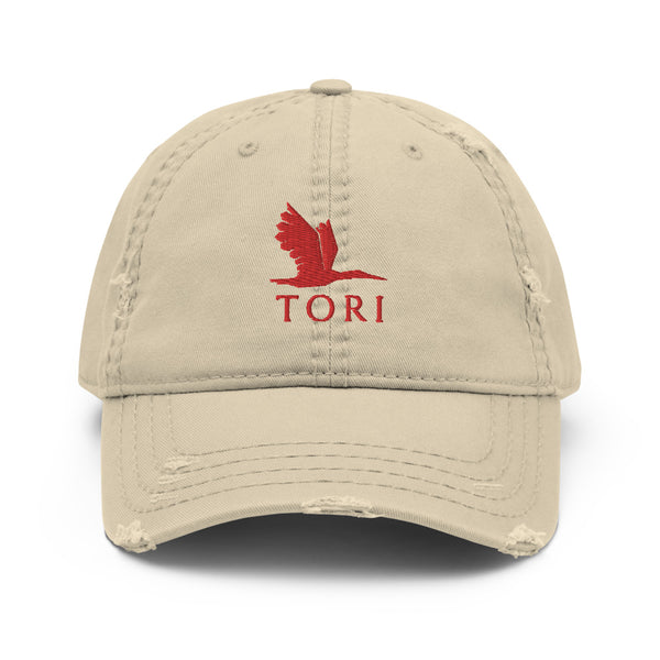 Distressed Dad Hat - Tori Red Heron logo