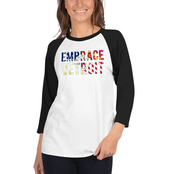 3/4 sleeve raglan shirt - "Embrace Detroit"