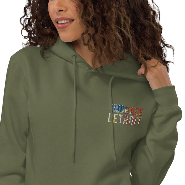 Unisex fashion hoodie - "Embrace Detroit" Embroidery