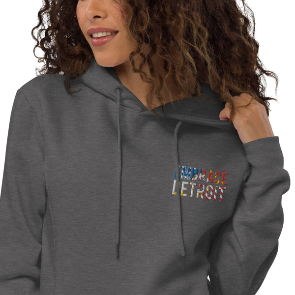 Unisex fashion hoodie - "Embrace Detroit" Embroidery