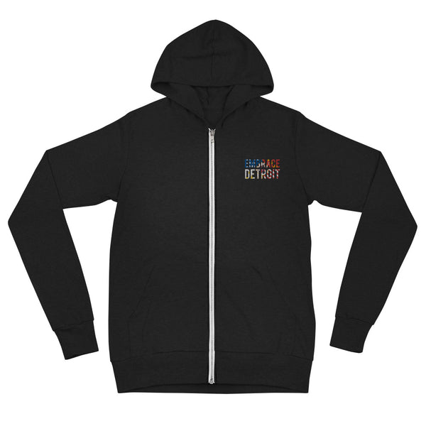 Unisex zip hoodie - Embrace Detroit - Embroidery