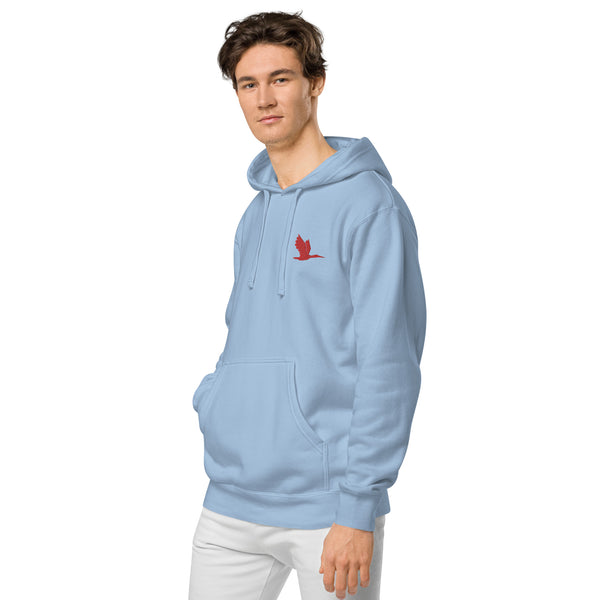Unisex pigment dyed hoodie - tori heron logo