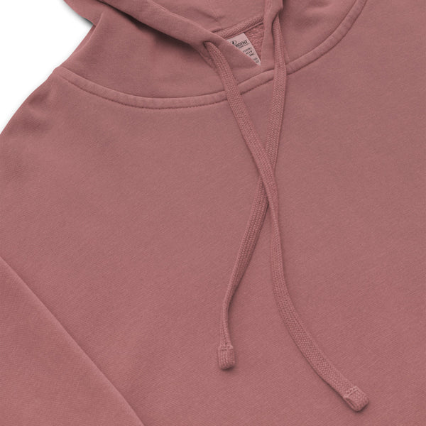 Unisex pigment dyed hoodie - Tori Brands - Red heron logo