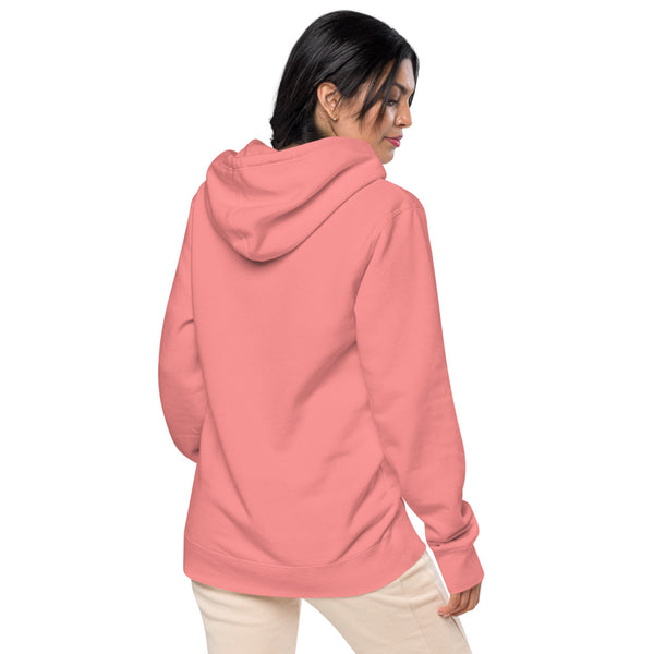 Unisex pigment dyed hoodie - Tori Brands - Red heron logo