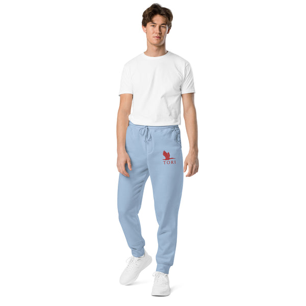 Unisex pigment dyed sweatpants - tori heron with text