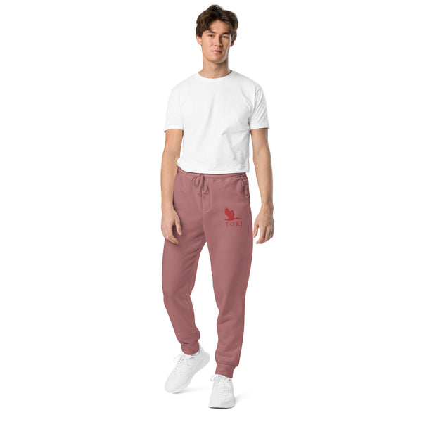 Unisex pigment dyed sweatpants - tori heron with text