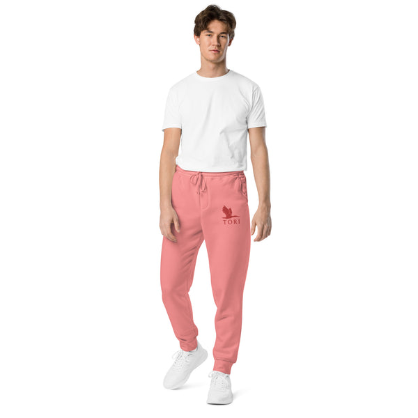 Unisex pigment dyed sweatpants - tori heron with text