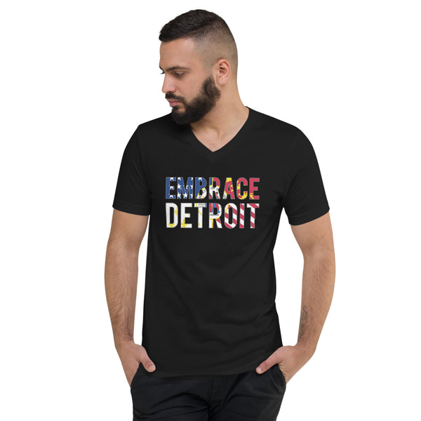 Unisex Short Sleeve V-Neck T-Shirt - Embrace Detroit