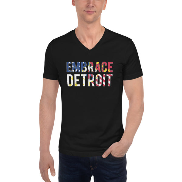 Unisex Short Sleeve V-Neck T-Shirt - Embrace Detroit