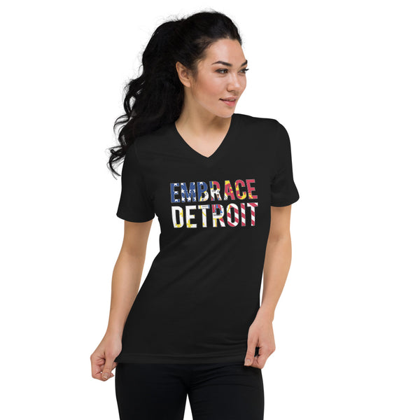 Unisex Short Sleeve V-Neck T-Shirt - Embrace Detroit