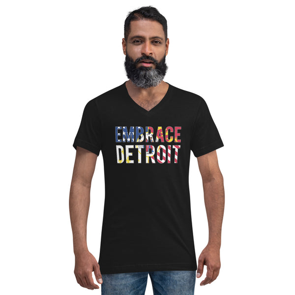 Unisex Short Sleeve V-Neck T-Shirt - Embrace Detroit