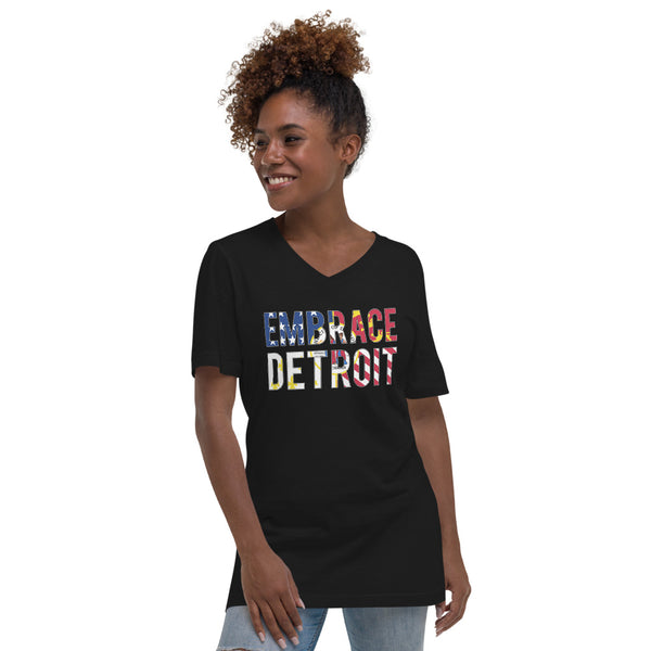 Unisex Short Sleeve V-Neck T-Shirt - Embrace Detroit