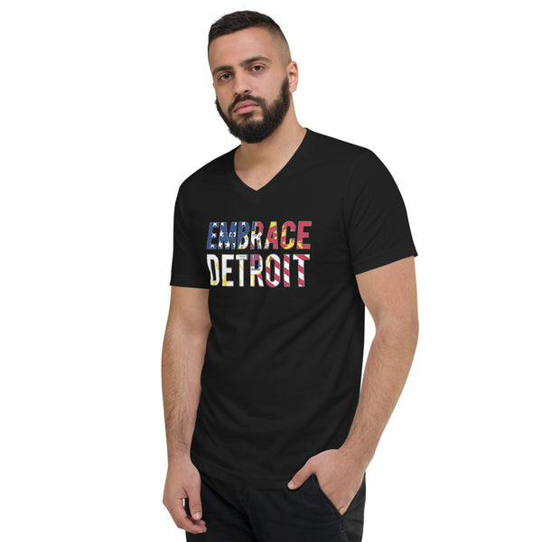 Unisex Short Sleeve V-Neck T-Shirt - Embrace Detroit