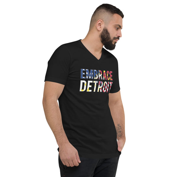 Unisex Short Sleeve V-Neck T-Shirt - Embrace Detroit