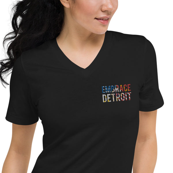 Unisex Short Sleeve V-Neck T-Shirt - Embrace Detroit