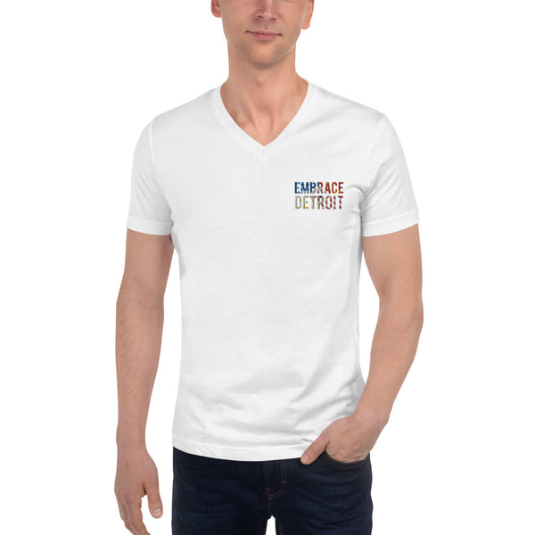 Unisex Short Sleeve V-Neck T-Shirt - Embrace Detroit