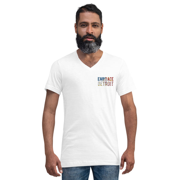 Unisex Short Sleeve V-Neck T-Shirt - Embrace Detroit