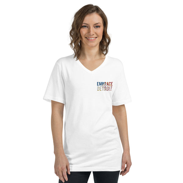 Unisex Short Sleeve V-Neck T-Shirt - Embrace Detroit