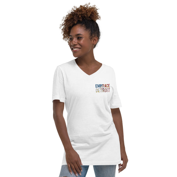 Unisex Short Sleeve V-Neck T-Shirt - Embrace Detroit