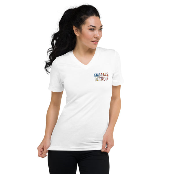 Unisex Short Sleeve V-Neck T-Shirt - Embrace Detroit