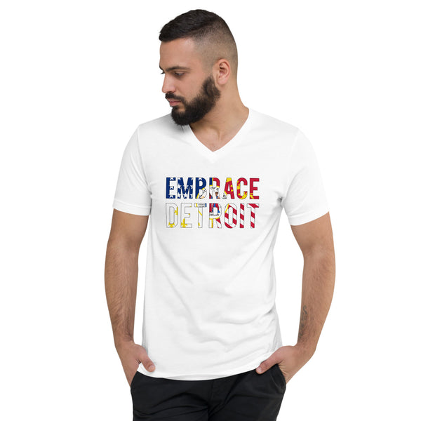 Unisex Short Sleeve V-Neck T-Shirt - Embrace Detroit