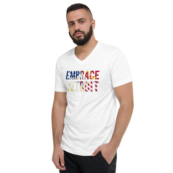 Unisex Short Sleeve V-Neck T-Shirt - Embrace Detroit