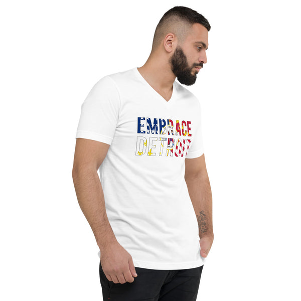 Unisex Short Sleeve V-Neck T-Shirt - Embrace Detroit